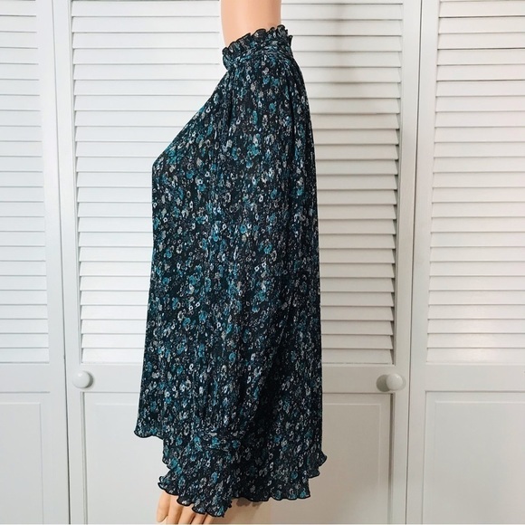 ZARA Blue Ditsy Floral Ruffle Blouse Size Extra Small - Picture 5 of 8